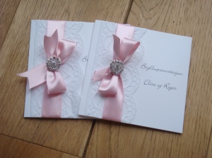 glamour wedding stationery with lace and diamante