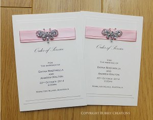 Crystal diamante butterfly wedding order of service