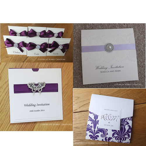 Cadburys Purple Wedding Invitation with Embellishment Other Colours 
